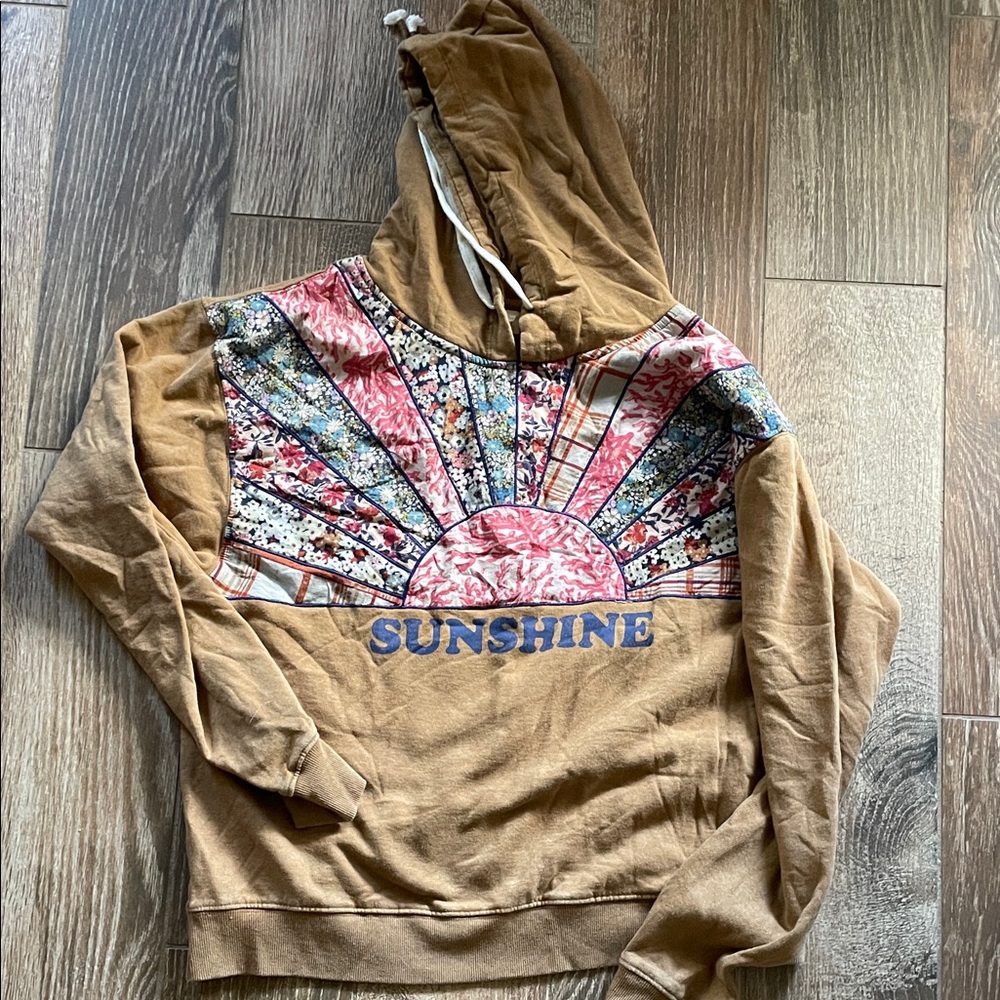 Simply Southern small sunshine patchwork hoodie like new